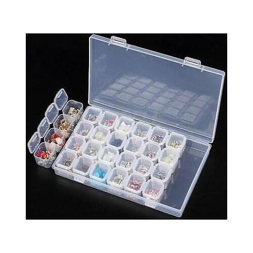 HOT 28 Slots Diamond Painting kit Adjustable Plastic Storage Box Nail Art Rhinestone Tool Bead Storage Box Case Organizer