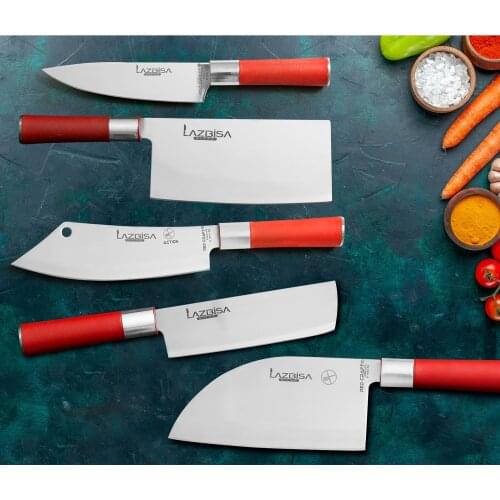 Lazbisa Kitchen Knife Set Meat Vegetable Chef Knife 5pcs RedCraft Action & Almazan & Chinese Line & Nakiri & Chef Knife