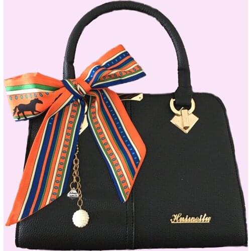 New Blue Horse Skinny Scarf Women Reversible Plaid Kerchief Luxury Brand Scarves Foulard Cute Orange Headband Bag Handle Ribbons