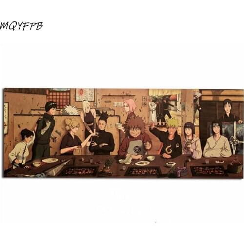 Collection of Japanese Animation Characters Kraft Paper Poster Home Room Bedroom Wall Decoration Painting Core 70x26.5cm