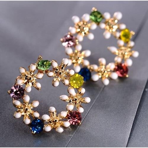 Simple Elegant Flower Wreath Earrings For Women Trendy Sweet Romantic Female Jewelry Accessories S925 Needle