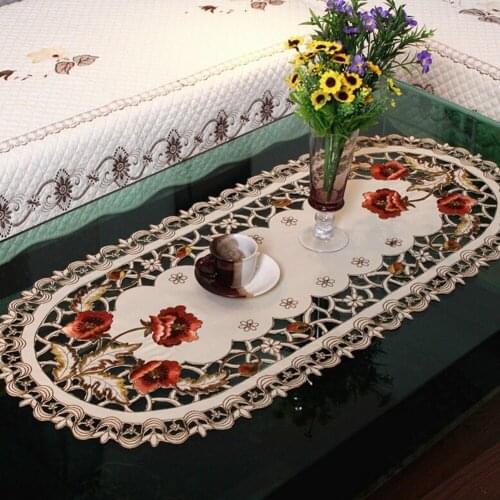 Vintage Embroidered Fabric Rectangular Tablecloth For Wedding Party Event Banquet Home Decoration Supply Christmas Table Cover
