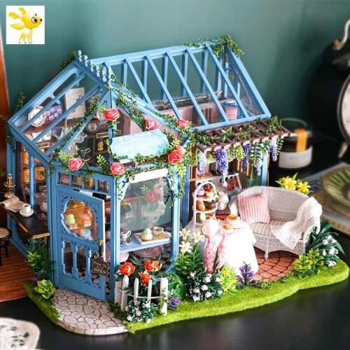 DIY-KIT DIY Dollhouse Wooden Doll Houses Miniature Doll House Furniture Kit Casa Music Led Toys For Children Birthday Gift A68C