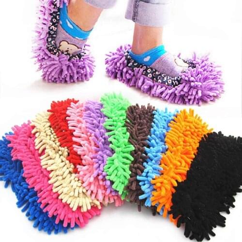 2pcs/set Chenille Mopping Multi-Function Floor Cleaning Reusable Cleaning Shoe Cover Dirt And Hair Cleaning For Bathroom Kitchen