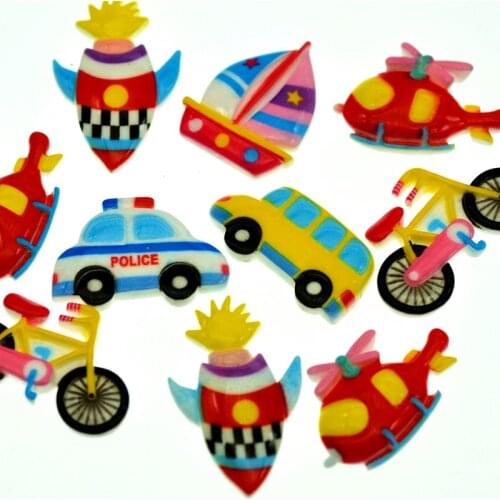 Randomly Mixed Transportations Miniature|Back to School Scrapbooking Embellishments|Flatback Car-Bus-Taxi-Bike Miniatures