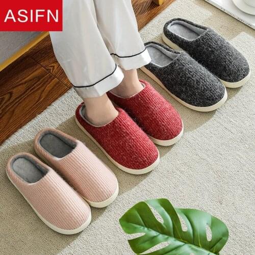 ASIFN Women Men Slippers Winter Plush Students Home Ladies House Boys Girls Soft Bottom Non-slip Fur Slippers Zapatos De Mujer