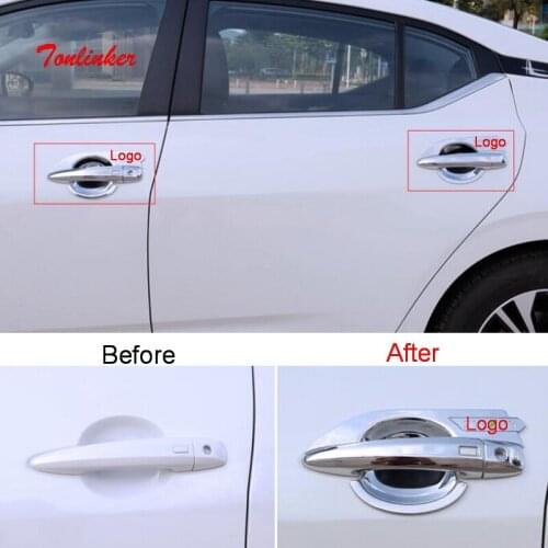 Tonlinker Exterior Door Handle/Bowl Cover sticker for NISSAN Sentra 2019-20 Car Styling 4/8PCS ABS/Stainless steel Cover sticker