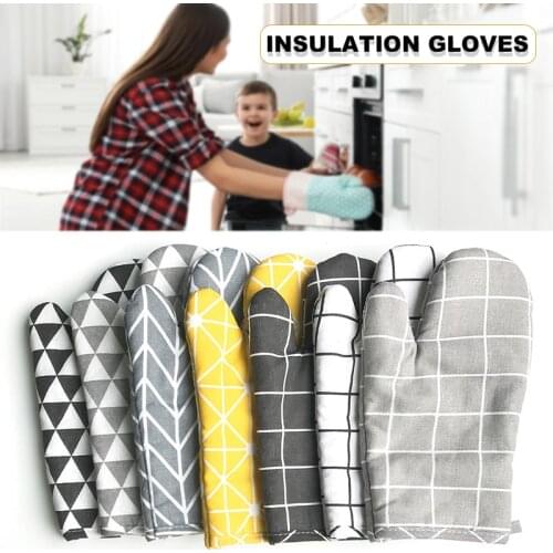 Cotton and Linen Oven Mitts Gloves Heat Resistant Non-Slip for Kitchen Cooking Baking ALI88