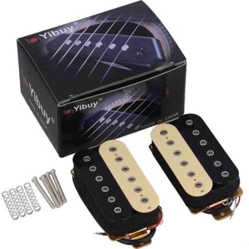 Yibuy One Pair Black and Yellow Instruments Euipment Guitar Pickups Humbucker
