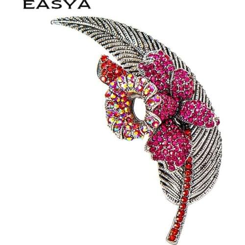 Retro Fashion New Diamond Leaf Flower Brooch Plant Brooch Pins For Women Holiday Gift Wedding Jewelry