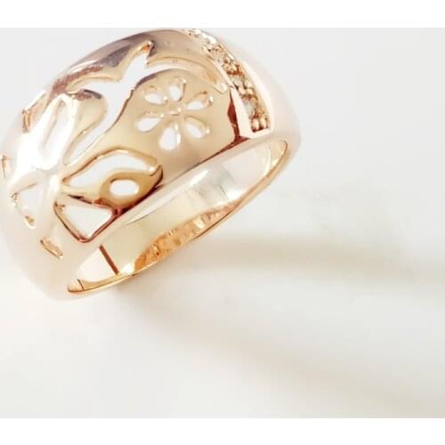 New Arrival Women Rings 585 Rose Gold Color Women Jewelry Trendy New Fashion Flower Shape White Cubic Zircon Wedding Rings