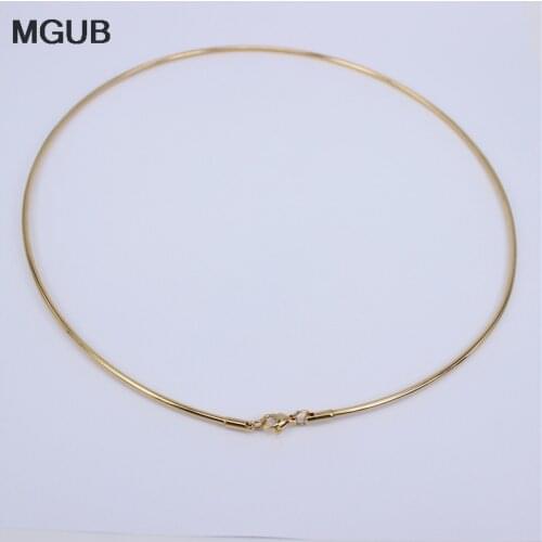 MGUB 316L stainless steel jewelry simple collar 2mm gold color adjustable size necklace For women wear LH552