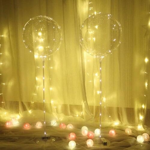 1 Set Creative Led Balloon with Column Stand Luminous Transparent Bobo Balloons LED String Lights Birthday Party Wedding Decor