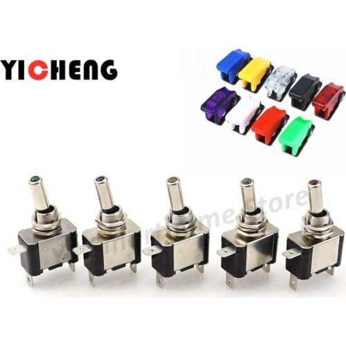 1Pcs LED light car ignition switchtoggle switch 12V 20A rocker switch,Aviation cover waterproof dust button anti-collision cover