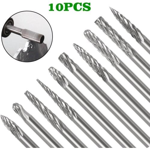 10PCS 3*3 Metal Drawing Tungsten Carbide Milling Cutter Rotary Tool Engraving Abrasive Tools Metalworking Milling Polishing