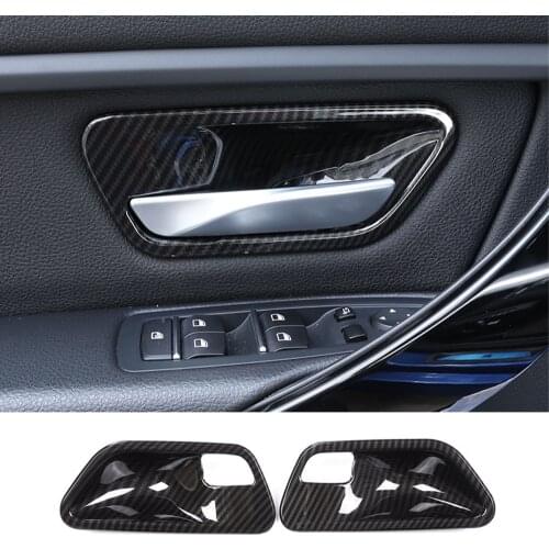 2pcs Carbon Fiber ABS Plasti Interior Door Handle Bowl Cover Trim For BMW 3 4 Series f30 f32 f35 316i 318i 320li 2013-2018