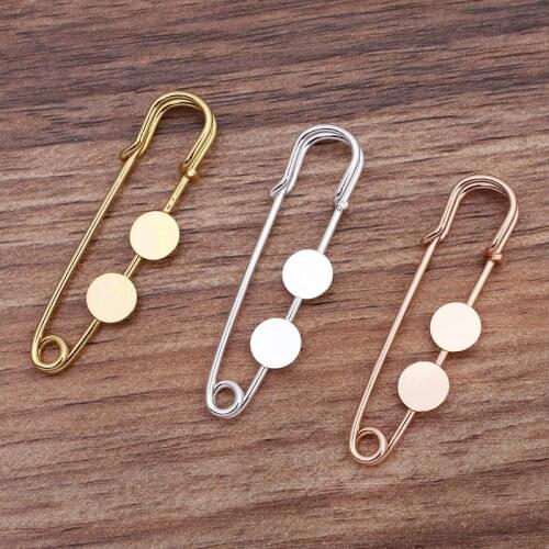 20 Pieces/Lot 51mm Metal Brooch Base Collar Badge Pin DIY Round Flat Settings Brooch Pin Base