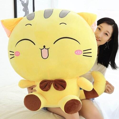 2018 Happy smiling lucky cat animal plush Toy & Bright colors stuffed animal Doll Birthday Gift for children 30/40cm