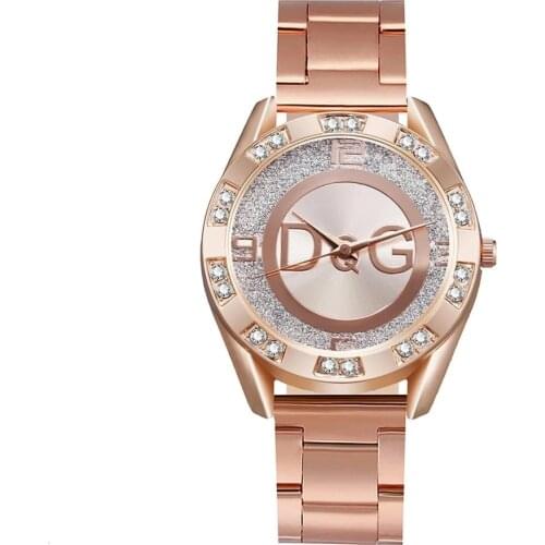 2021New Luxury Brand DQG Rose Gold Womens Watches Fashion Five-Color Frosted Dial Crystal Bear Ladies Quartz Watch Gift Reloj