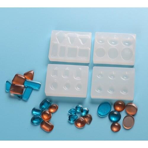 4PCS Geometric Round Square Oval Silicone Pendant Mold Resin Craft DIY Mould Tools for Jewelry Pendant Charm Making Decorating