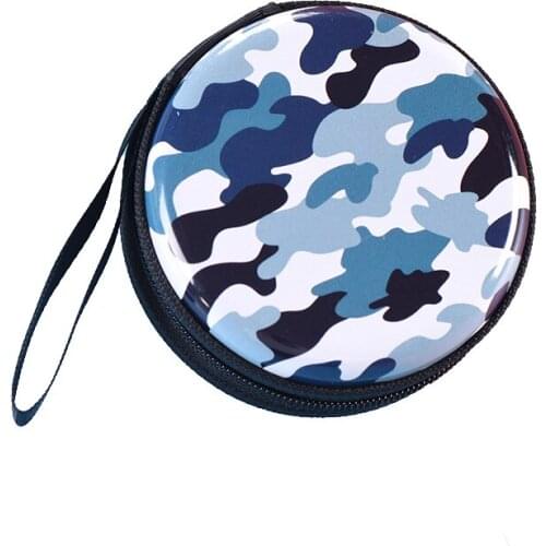 40PCS / LOT Creative Camouflage Waterproof Zipper Earphone Pack Round Mini Coin Case Tinplate Portable Coin Storage Bag
