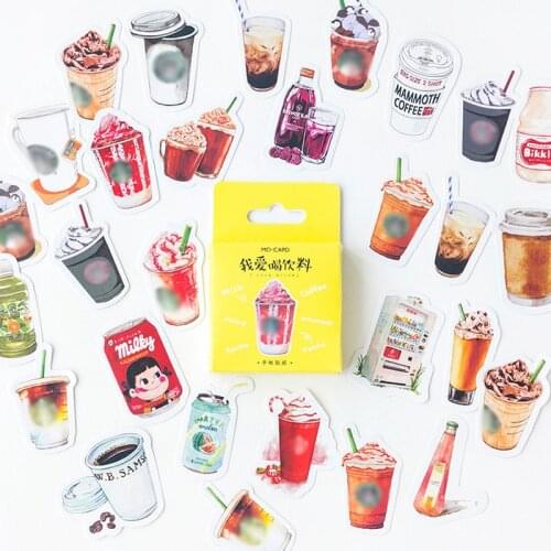 46pcs/pack Cute Beverage Shape Sticker Paper Kawaii Child Diary Deco Planner Scrapbooking Stickers Stationery School Supplies