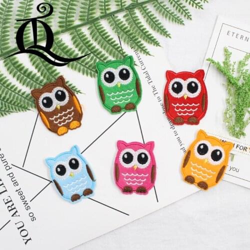 6Pcs/Set Mixed beautiful cartoon owl Patches For Clothing Jeans Jacket Kids Patches Stripes Stickers For Clothes Decoration E4