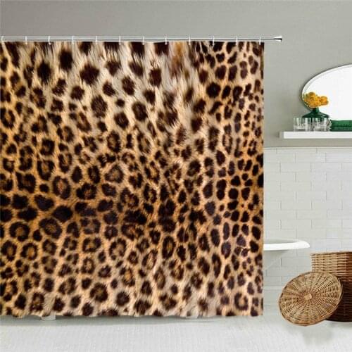 African Style Leopard Pattern Shower Curtain Wild Animal Print Bathroom Bathtub Home Decoration Gift Waterproof Curtains Screen