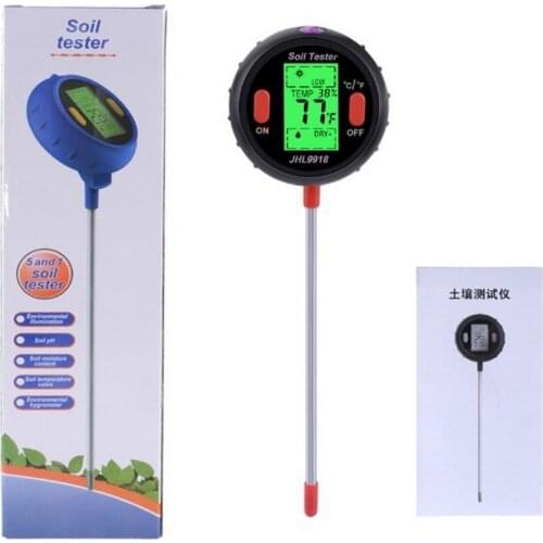5 in 1 Soil Ph Meter Soil Tester PH Moisture Meter Temperature Sunlight Intensity Measurement Analysis Acidity Alkali