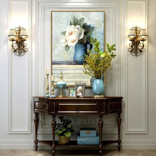 White Peony Flower Vase Canvas Painting Dining Wall Art Posters And Prints Hallway Pictures For Living Room Home Corridor Decor