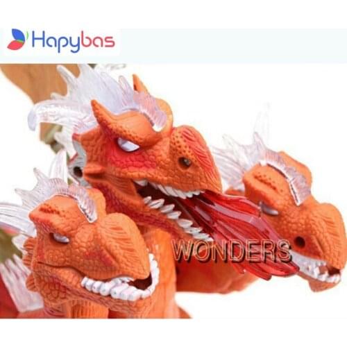 Free Shipping Electronic Jurassic Three-Headed Dinosaur With Sound & Flash Lights, 2014 New Electronic Pet Toy For Children