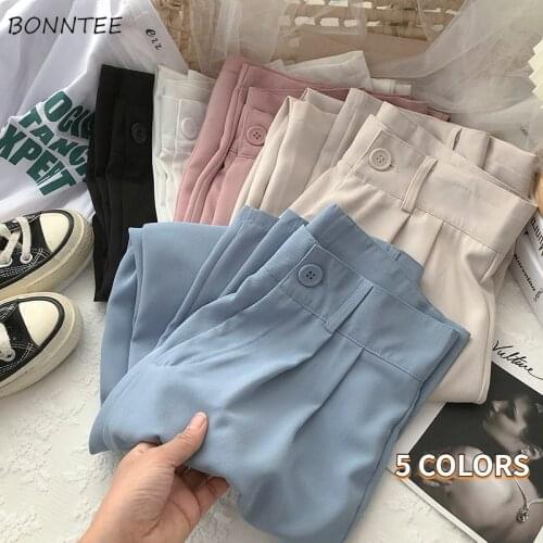Pants Women Ankle-length Pencil Trousers Office Lady Korean Style Slim Solid Fashion Summer Chic Business Pantalones Mujer Retro