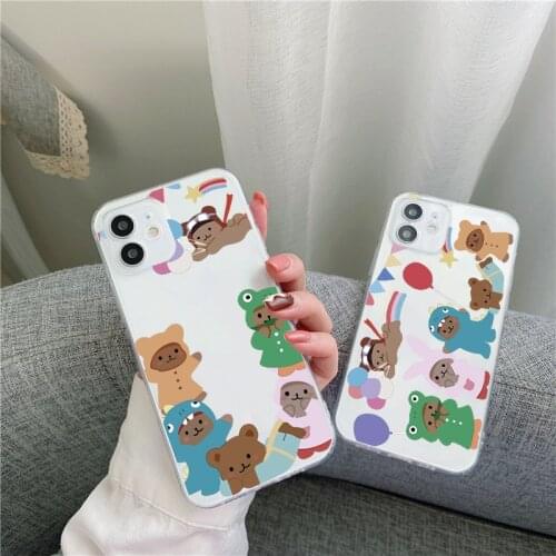 Lovely Cartoon Bear Cases For Xiaomi Redmi Mi 11 Note 10 10T 9 9T 9S 8 7 6 POCO F3 X3 11X Pro Max 11i Lite 9C 9A CC9e CC9 Fundas
