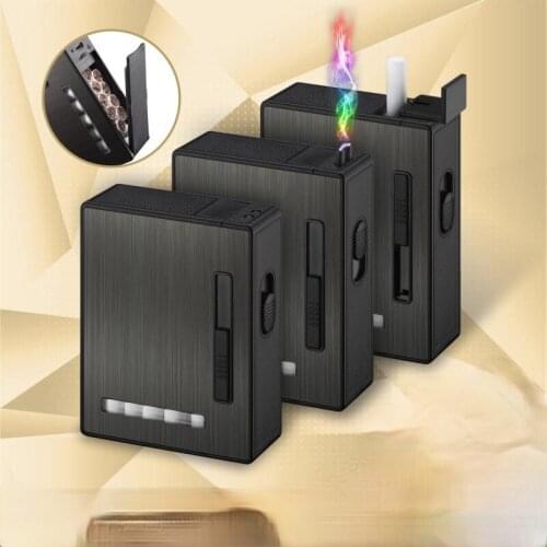 Automatic Waterproof and Pressure-proof Cigarette Case 20 Pieces with Single Arc Charging Lighter Smoking Accessories for Weed