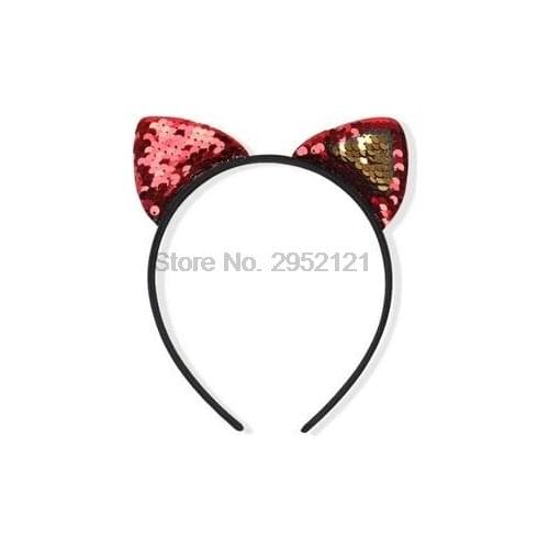 By dhl or ems 1000pcs Girls Reversible Mermaid Sequins Cat Ears Headbands Flip Women DIY Hairbands Hair Accessories new