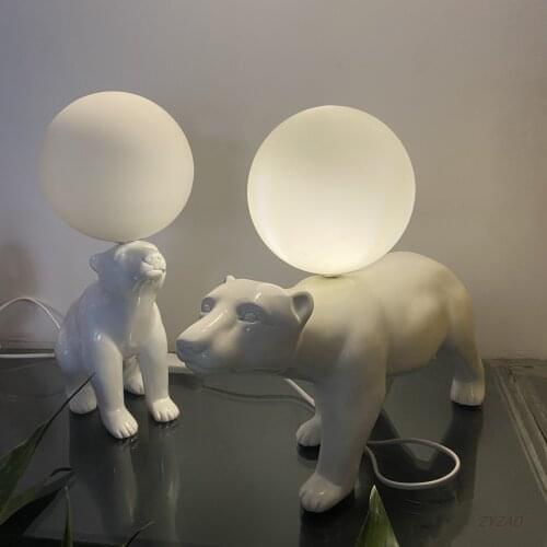 Home Decor Polar Bear Table Lamp Living Room Bedroom Bedside Lamps Dormitory Study Led Desk Lamp Desktop Decoration Reading Lamp