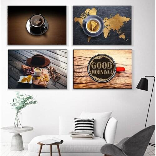European Retro Nostalgic Wood Board Cafe Coffee Decoration Painting Rose Flower and Coffee Restaurant Milk Tea Shop Oil Painting