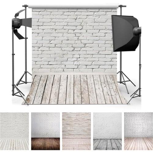 White Brick Wall Photography Backdrops Wooden Floor Backgrounds for Pet Toy Photo Studio Baby Shower Newborn Children Photophone