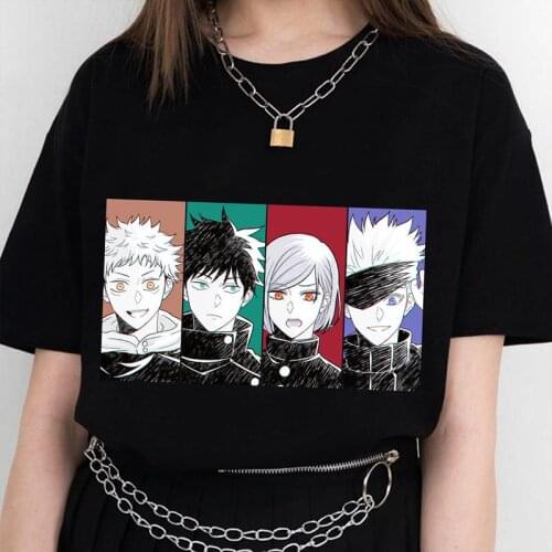 SUNOWE Jujutsu Kaisen Printed Tshirt Black And White T-shirts Men/Women Short Sleeve Tops Summer Ladies Casual Cotton O-Neck Top