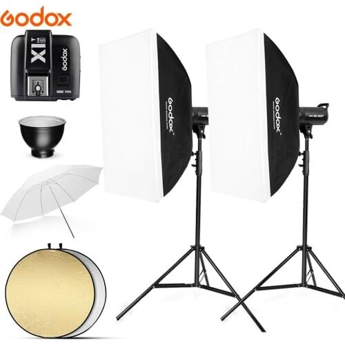 Godox SK400 II 2x 400Ws 220V Photo Studio Flash Light With XIT ,Softbox,280cm Light Stand,soft umbrella,Flash built-in Receivers