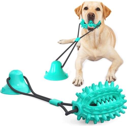 Pet Dog Toys Silicon Suction Cup Tug dog toy safe rubber Push Ball Toy Pet Tooth Cleaning Dog Biting chew Toy