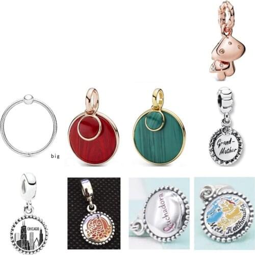 PDD DZ 51 925 Sterling Silver Spring New Charm Pendant with DIY Bracelet Necklace Jewelry Gift Carving Suitable for Women