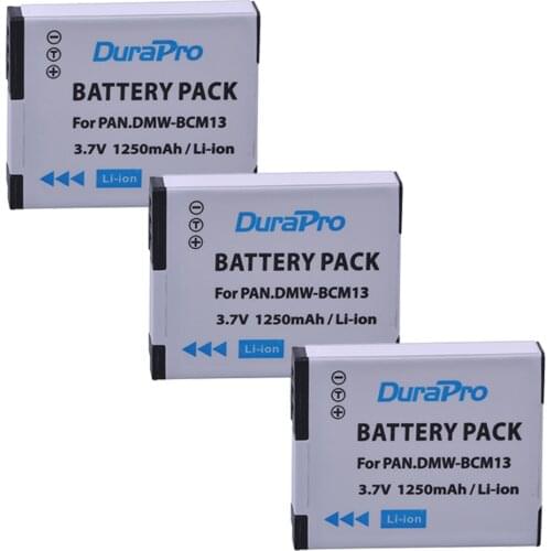 DuraPro 3pc For Panasonic DMW-BCM13 DMW BCM13 BCM13E DMW-BCM13E DMW-BCM13PP DMWBCM13 Rechargeable Li-ion Battery Pack 1250mAh