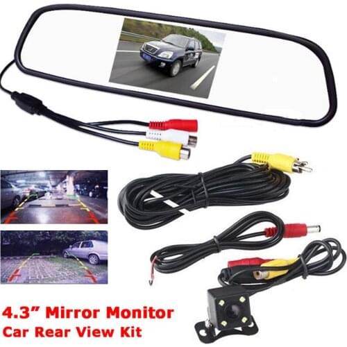 Mayitr 1 set 4.3" LCD Mirror Monitor DVR Camera Kit Car Rear View Night Vision Reverse Backup Camera for Car Electronics Parts