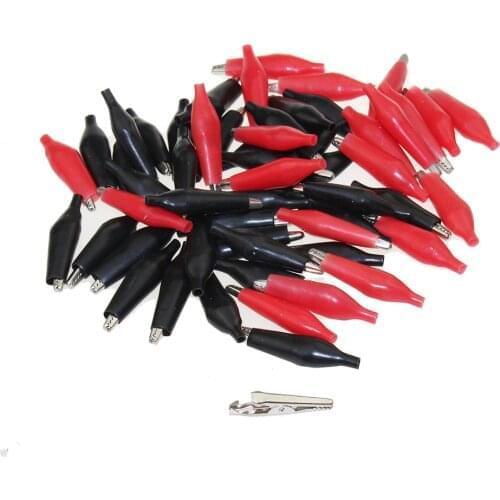 100pcs 28MM 35MM 45MM Metal Alligator Clips Crocodile Connector Electrical Clamp for Testing Probe Meter Black&Red