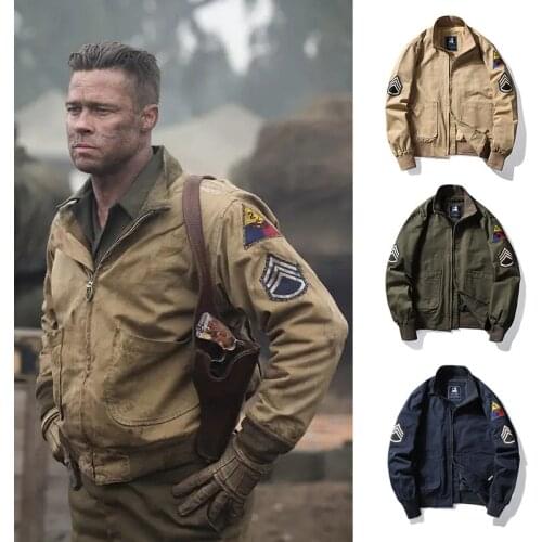 Spring and Autumn Mens Military Style Loose Jacket Multi-pocket 100% Cotton Cargo Jackets Fashion Epaulette Embroidered Coats