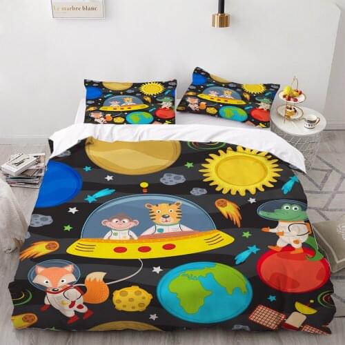Cartoon Celestial Body Bedding Sets 3 Pieces Set 3D Printed Duvet Cover Sets Bedding Comfortable And Soft Goods Home Bedspread