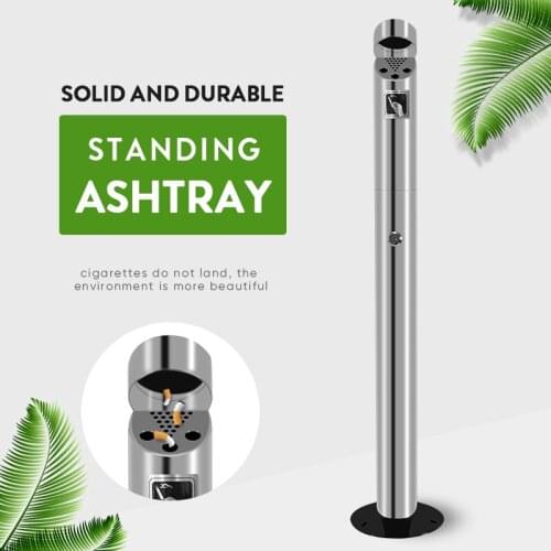 Outdoor Stainless Steel Standing Ashtray Cigarette Ash Bin Thicken Stand up Windproof Ashtray Creative smokeless metal ashtrays