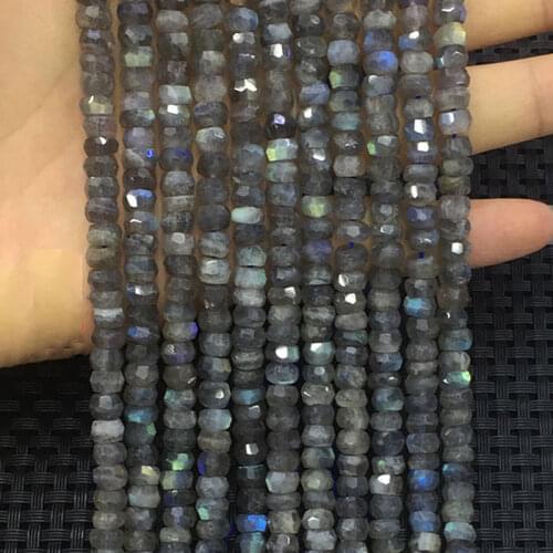 Natural Stone Blue Rainbow Labradorite Faceted Rondelle Spacer Beads For Jewelry Making Strand 15" DIY Accessorries Women Beads