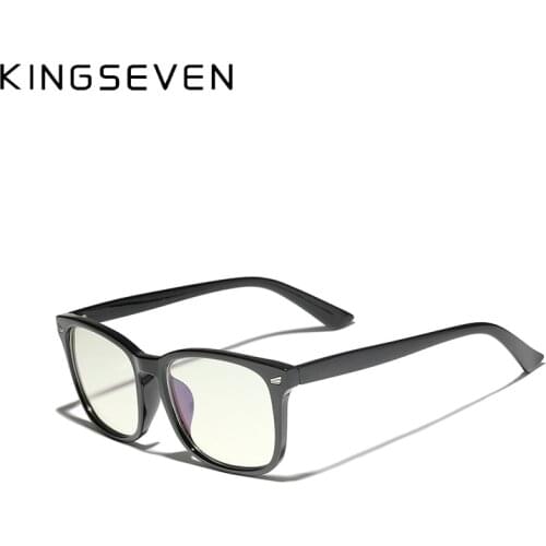 KINGSEVEN 2 Pack Blue Light Blocking Glasses Fashion Square Nerd Eyeglasses Hinges Anti Blue Ray Computer Game Glasses Women/Men